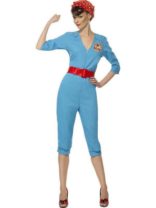 Smiffy's Women's 1940's Vintage Factory Girl Costume Jumpsuit Size Medium 10-12