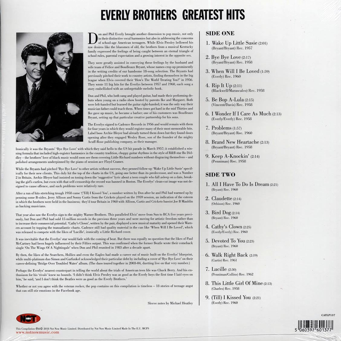 The Everly Brothers - Greatest Hits (180g) Vinyl Record