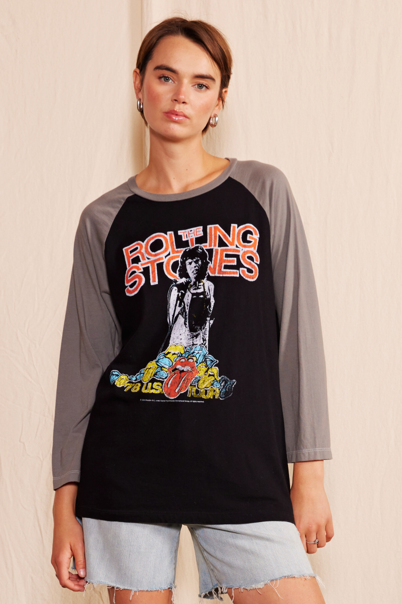 The Rolling Stones US Tour Womens Raglan Shirt Black