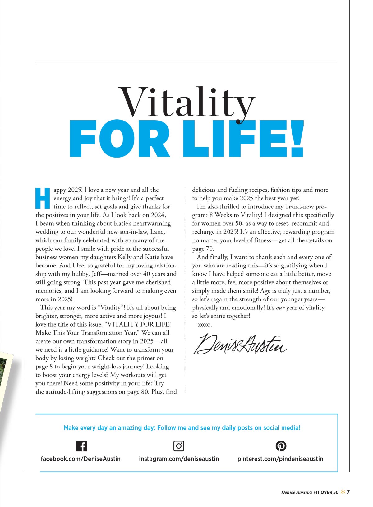 Denise Austin's Fit Over 50 - Vitality For Life! Winter 2025: Guide To Best Shape Of Your Life, Workouts, Weight Loss Myth Vs. Fact, Secrets To Staying Young, Positive Mindset, Nutrition Tips & More!