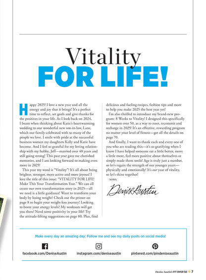 Denise Austin's Fit Over 50 - Vitality For Life! Winter 2025: Guide To Best Shape Of Your Life, Workouts, Weight Loss Myth Vs. Fact, Secrets To Staying Young, Positive Mindset, Nutrition Tips & More!