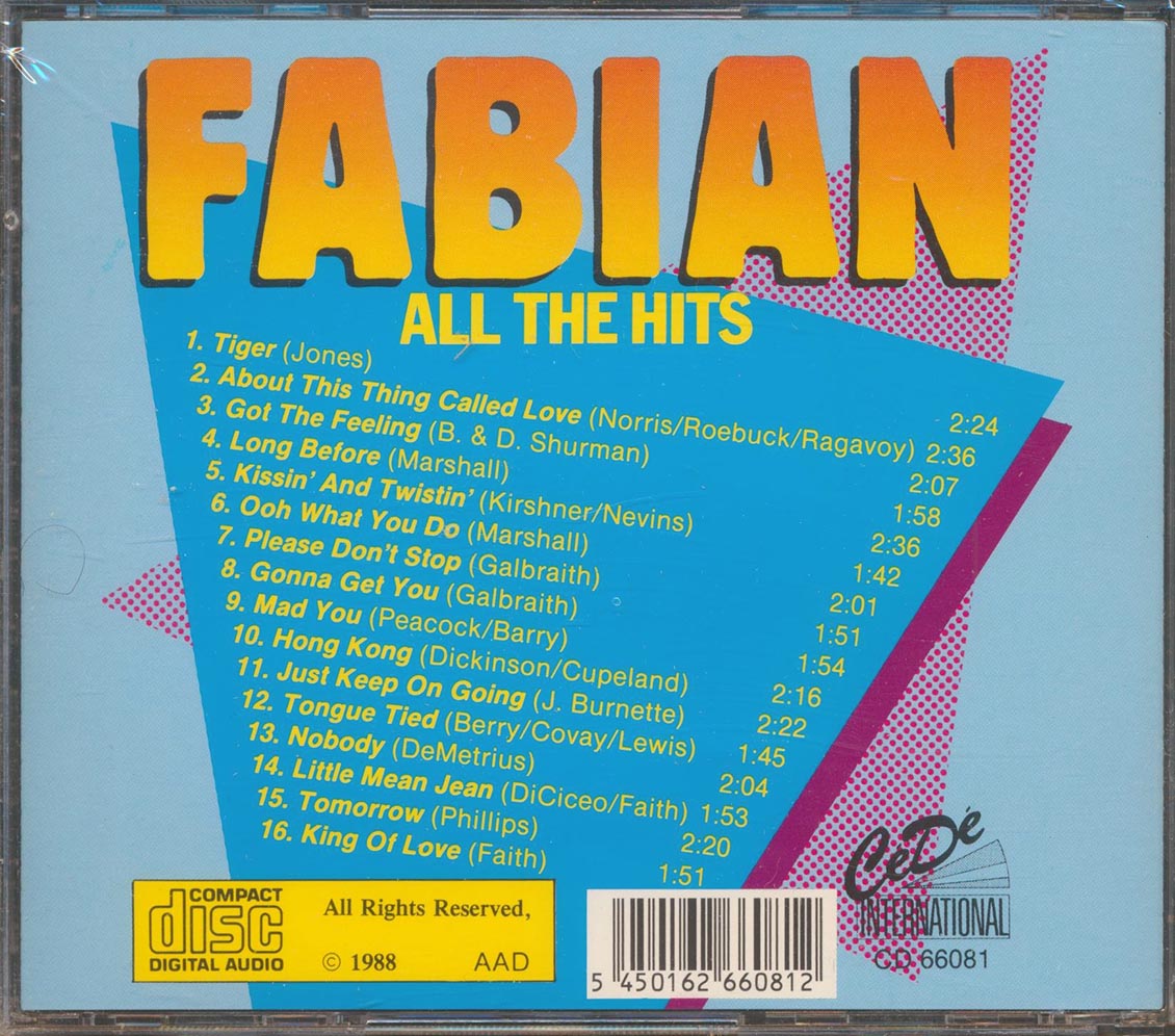 Fabian - All The Hits Music CD