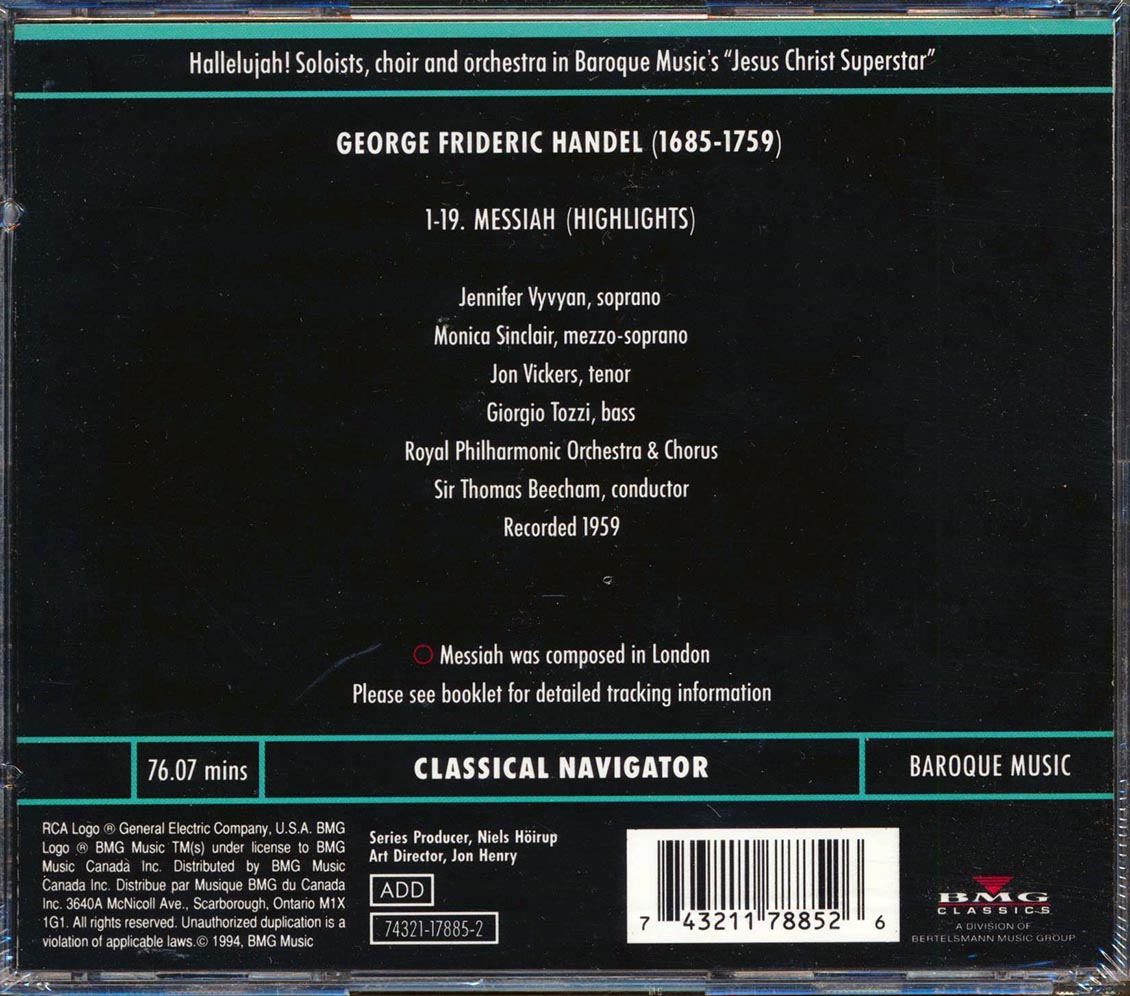 George Frideric Handel - Messiah (Highlights) Music CD