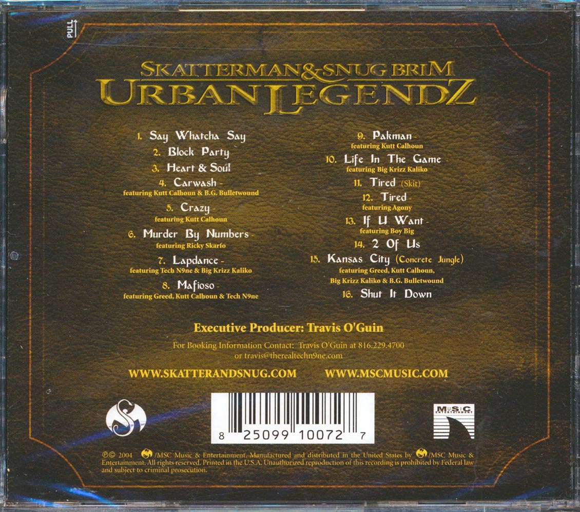 Skatterman & Snug Brim - Urban Legendz Music CD
