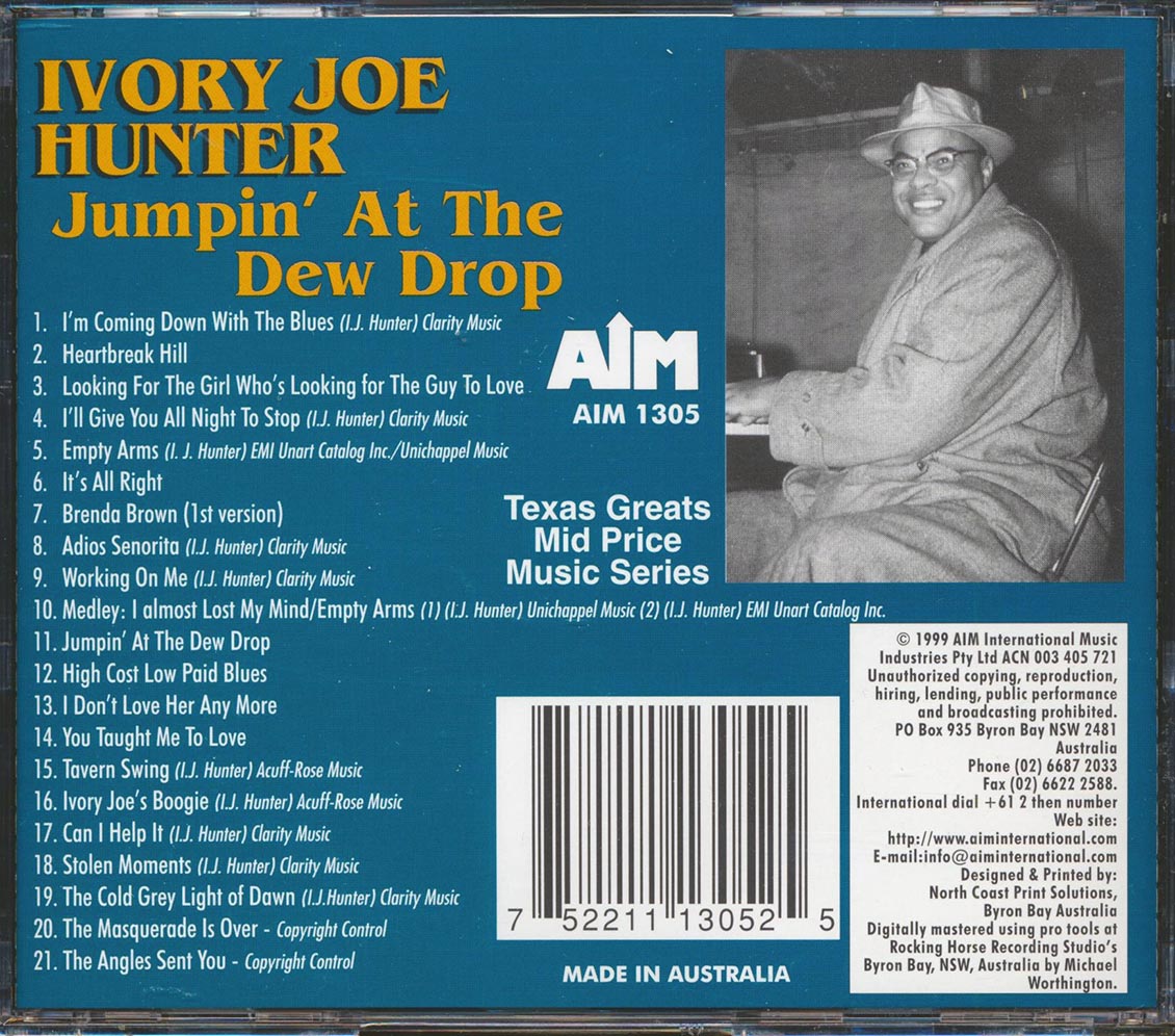 Ivory Joe Hunter - Jumpin' At The Dew Drop (21 tracks) Music CD