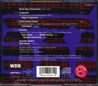 Bernd Alois Zimmermann, Tabea Zimmermann, Ensemble Modern, Hans Zender - Antiphonen / Omnia Tempus Habent / Presence Music CD