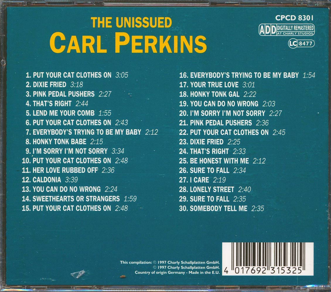 Carl Perkins - The Unissued Carl Perkins (30 tracks) Music CD