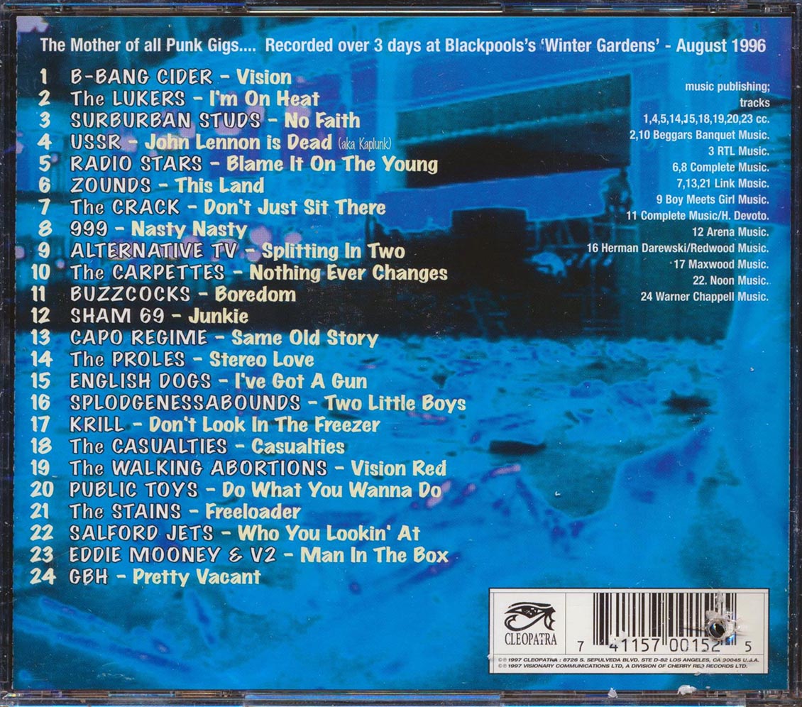 Sham 69, Buzzcocks, GBH, Etc. - Holiday In The Sun: Blackpool 1996 Celebrating 20 Years Of Punk! (24 tracks) (marked/ltd stock) Music CD