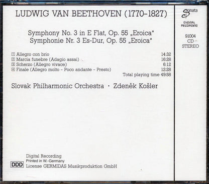Beethoven - Symphony No. 3 Eroica: Slovak Philharmonic Orchestra, Zdenek Kosler Music CD