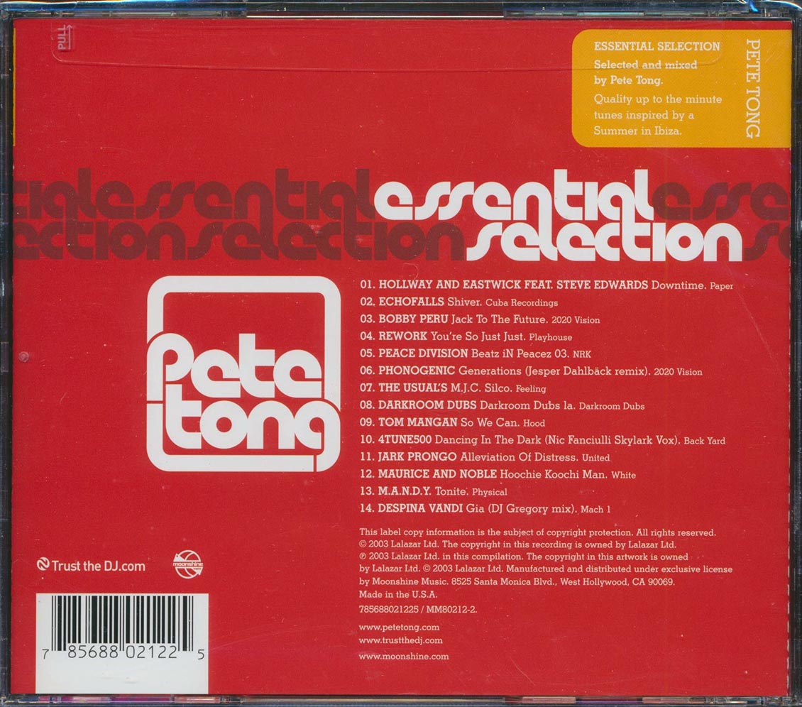 Pete Tong - Essential Selection Music CD