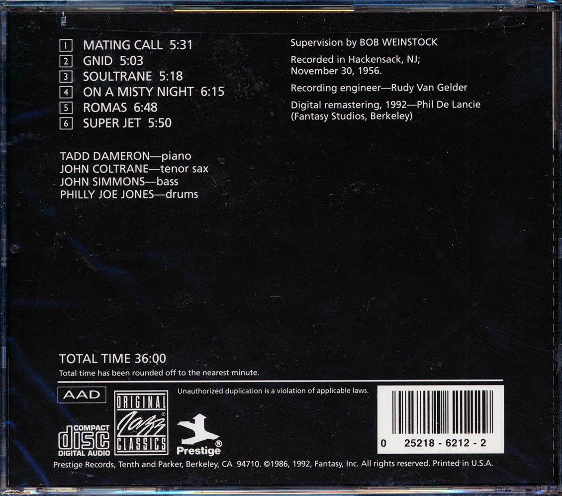 Todd Dameron, John Coltrane - Mating Call (remastered) Music CD