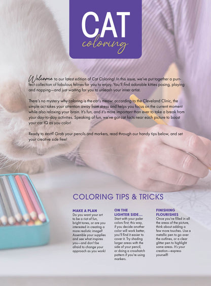 Cat Coloring - 32 Fabulous Feline Designs: Adorable Kitties Sleeping, Playing, Posing & Relaxing, Adult Coloring Book, Unleash Your Inner Artist, Boost Creativity, Unwind, Unplug, De-Stress & More!
