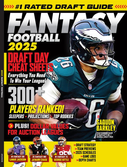 Fantasy Football - 2025 Draft Guide: 300 Players Ranked, Expert Insights, Cheat Sheets, Schedules, Projections, Team Breakdowns, Depth Charts, Winning Strategies & More!