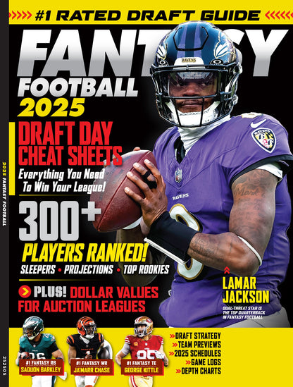Fantasy Football - 2025 Draft Guide: 300 Players Ranked, Expert Insights, Cheat Sheets, Schedules, Projections, Team Breakdowns, Depth Charts, Winning Strategies & More!