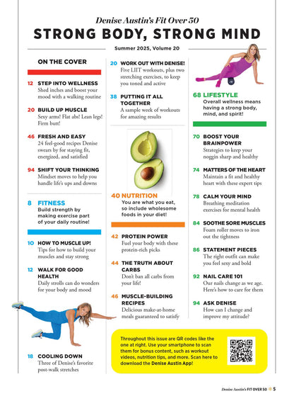Denise Austin's Fit Over 50 - Summer 2025: Transform Your Body & Mind, Feel Good Recipes, Step Into Wellness,  Breathing Exercises, Shed Inches, Spark Metabolism, Boost Your Mood & More!