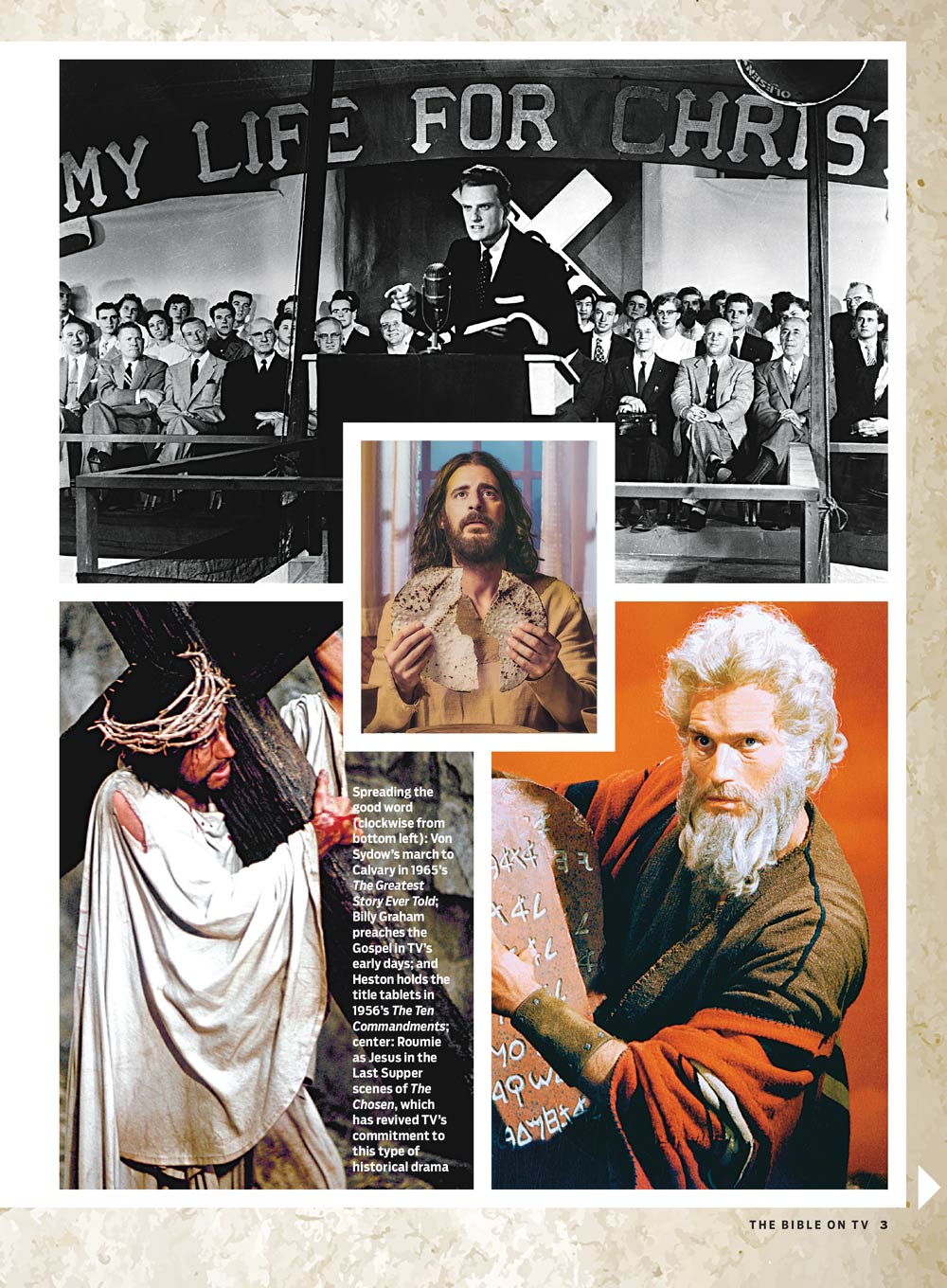 TV Guide - The Bible On TV: Explore Faith-Based Storytelling, Iconic Performances By Charlton Heston, Martin Scorsese, Robert Powell & Della Reese, The Chosen Highlights With Jonathon Roumie & More!
