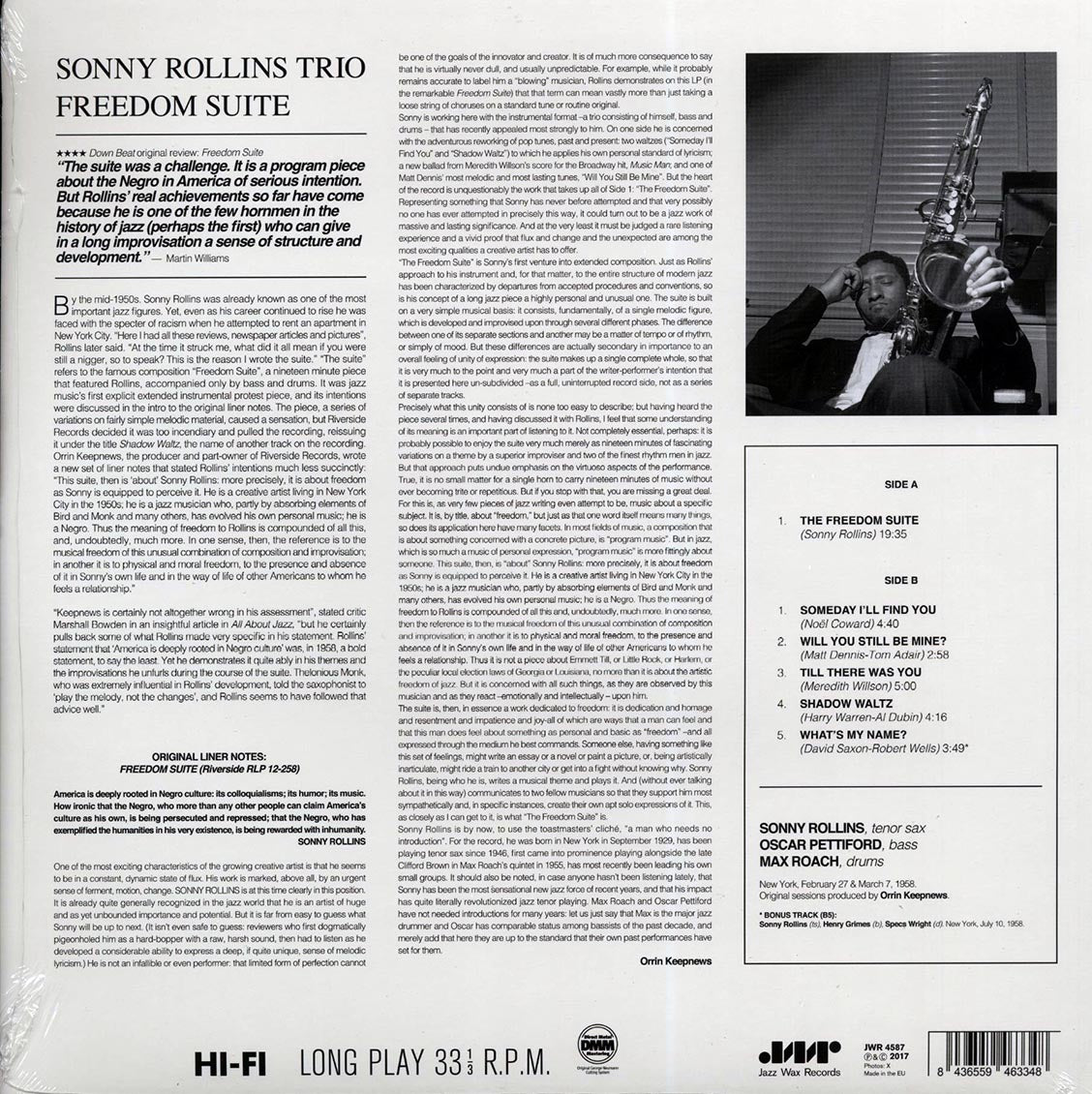 Sonny Rollins - Freedom Suite (+bonus track) (ltd. ed.) (180g) Vinyl Record