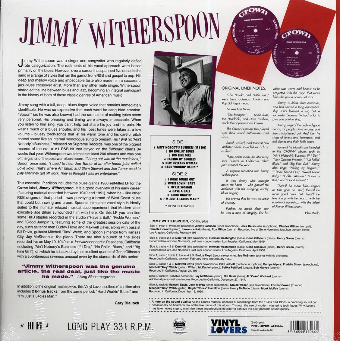 Jimmy Witherspoon - Jimmy Witherspoon (+2 bonus tracks) (ltd. ed.) (180g) Vinyl Record