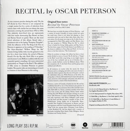 Oscar Peterson - Recital By Oscar Peterson (+bonus track) (ltd. ed.) (180g) Vinyl Record