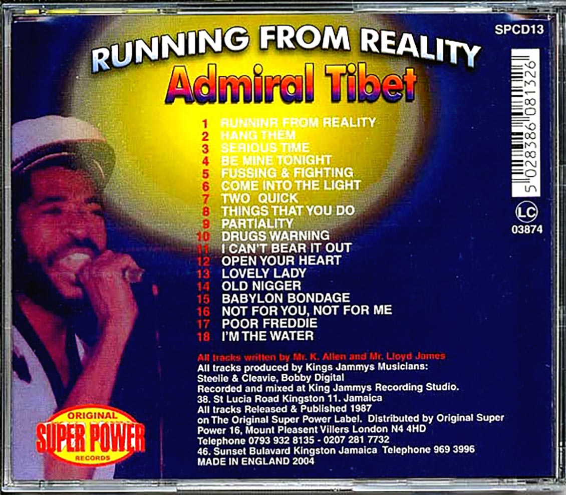 Admiral Tibet - Running From Reality Music CD