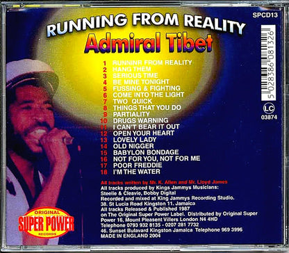 Admiral Tibet - Running From Reality Music CD