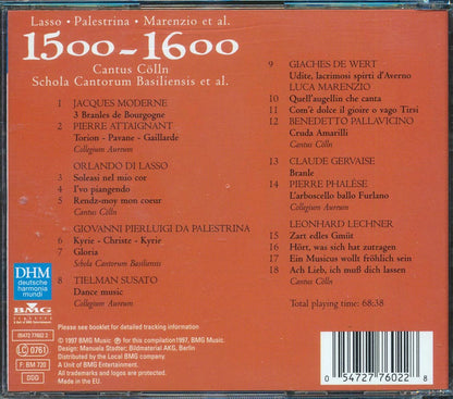 Lasso, Palestrina, Marenzio, Etc. - 1500-1600 Cantus Colln Schola Cantorum Basiliensis Et Al Music CD