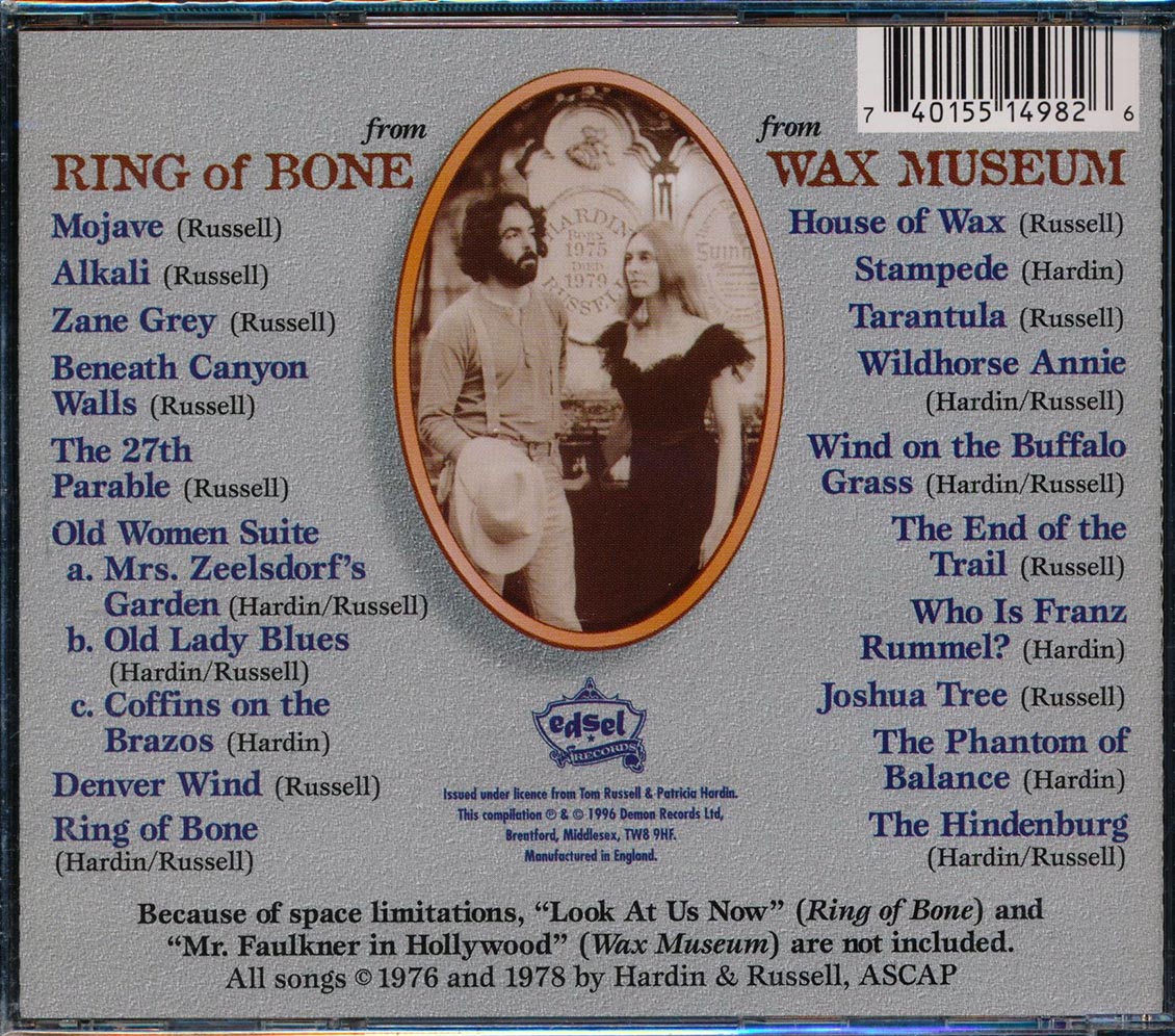 Tom Russell, Patricia Hardin - The Early Years: Ring Of Bone + Wax Museum (2 albums on 1 CD) Music CD