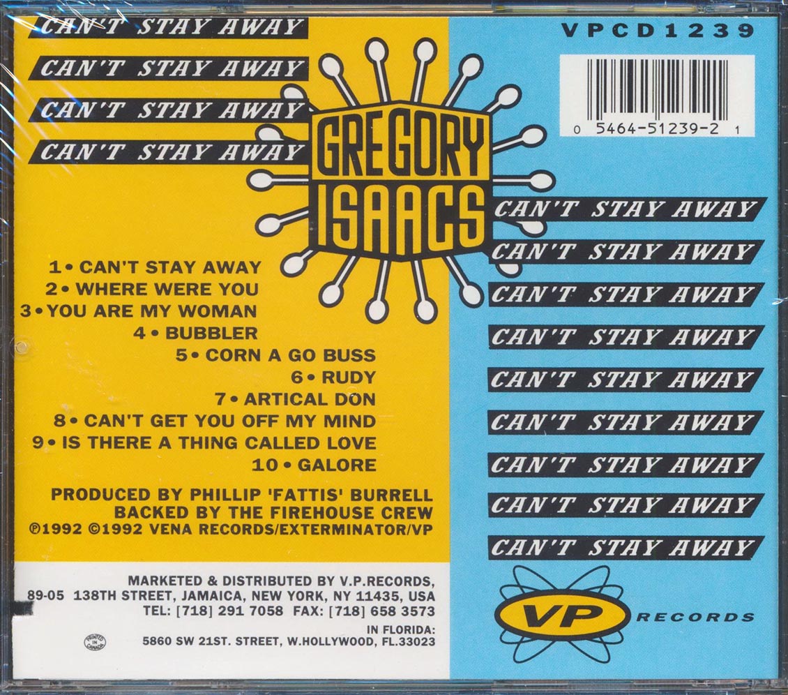 Gregory Isaacs - Can't Stay Away Music CD