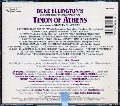 Stanley Silverman - Duke Ellington's Incidental Music For Shakespeare's Play Timon Of Anthens Music CD