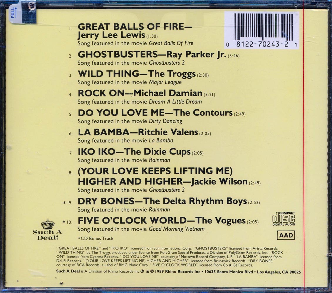 Jerry Lee Lewis, The Troggs, The Dixie Cups, Etc. - Greatest Movie Rock Hits Music CD