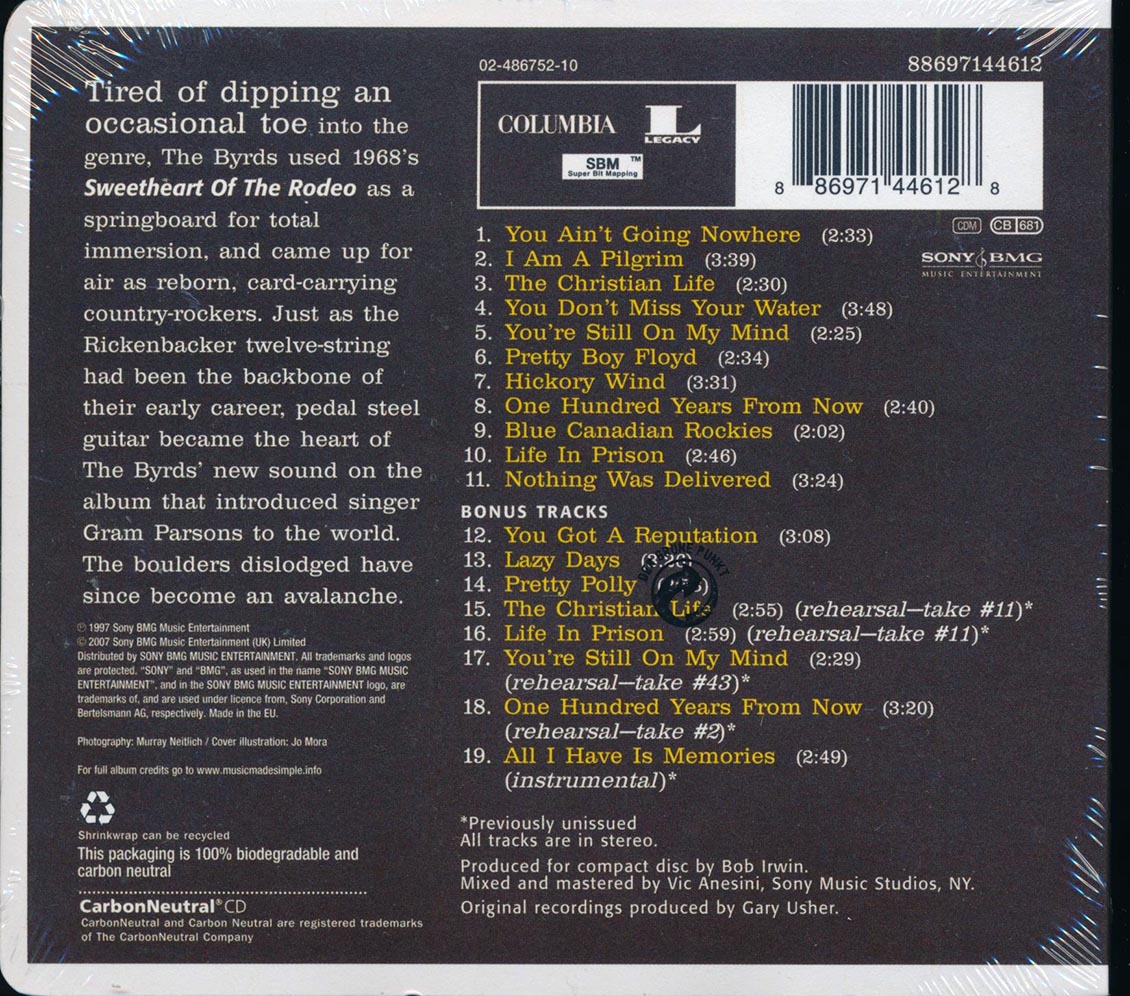 The Byrds - Sweetheart Of The Rodeo (+8 bonus tracks) Music CD
