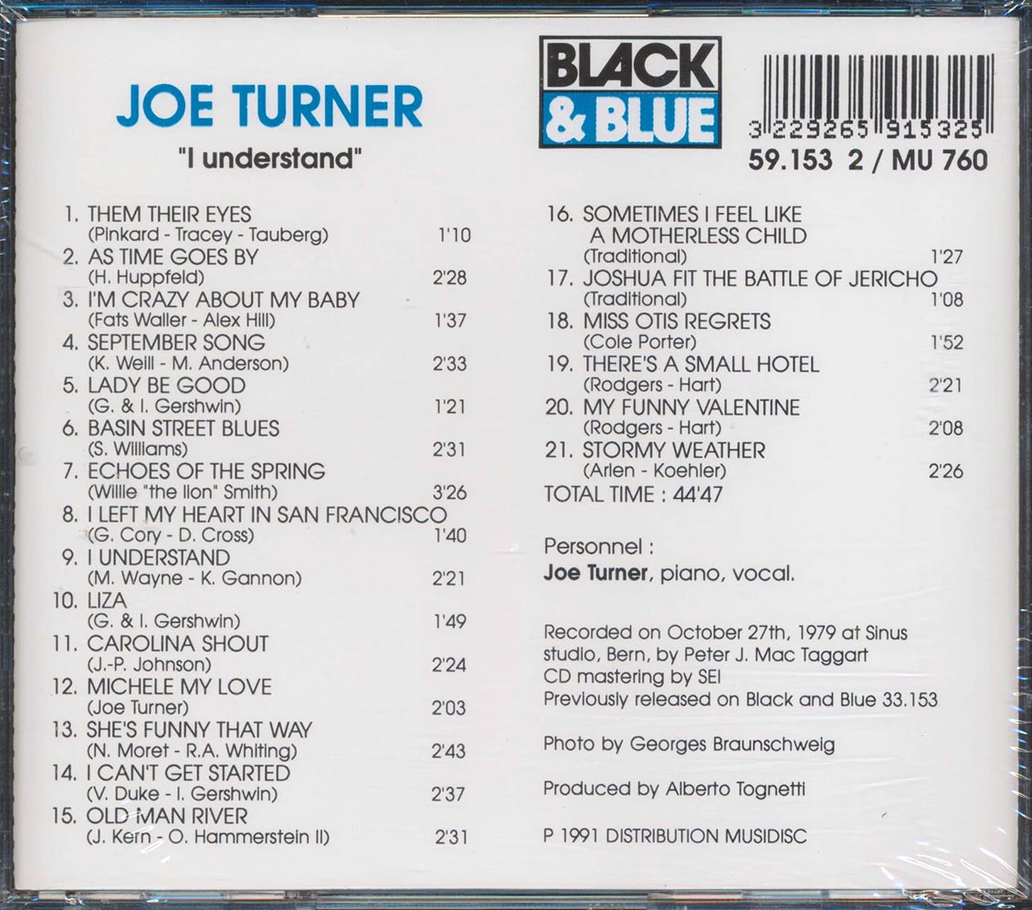 Joe Turner - I Understand (21 tracks) Music CD
