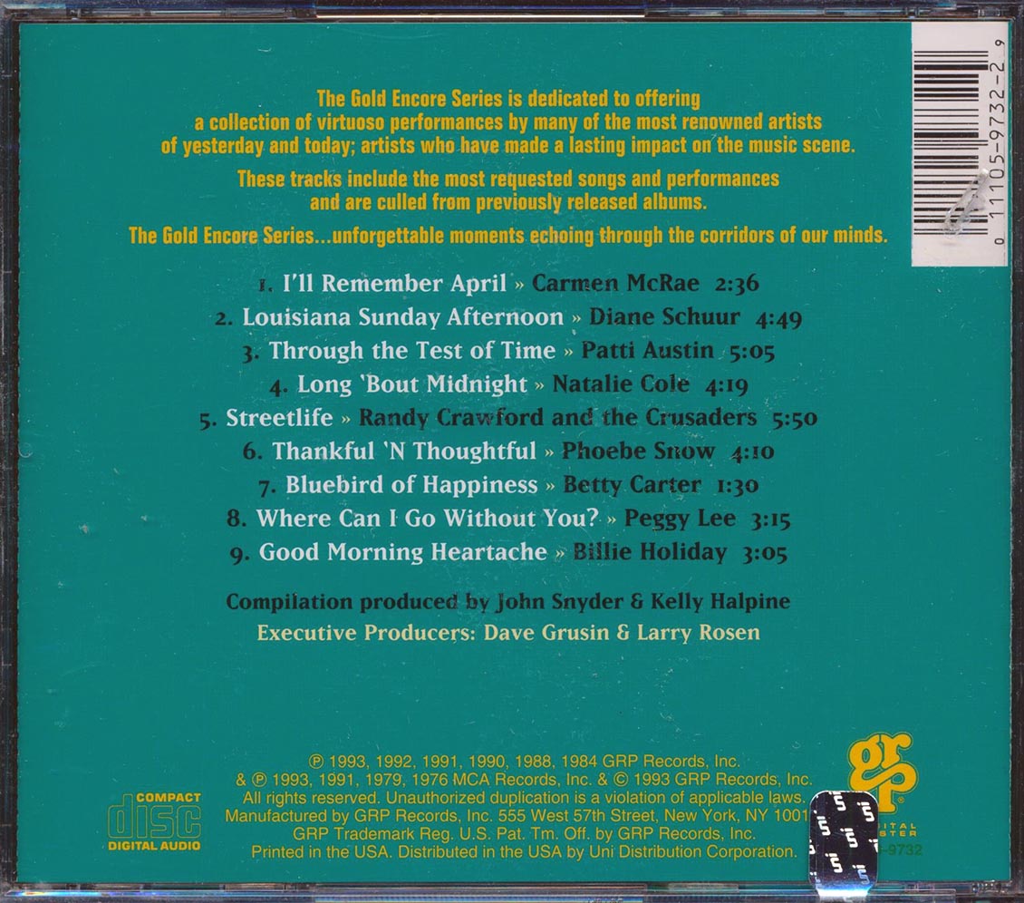 Billie Holiday, Carmen MaRae, Natalie Cole, Etc. - Songbirds (marked/ltd stock) Music CD