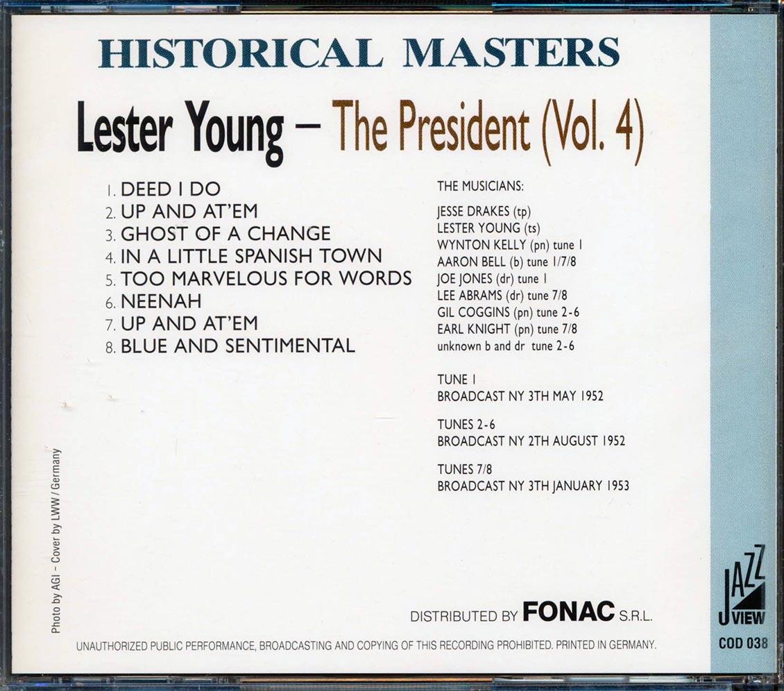 Lester Young - The President Volume 4 (numbered ltd.ed.) Music CD