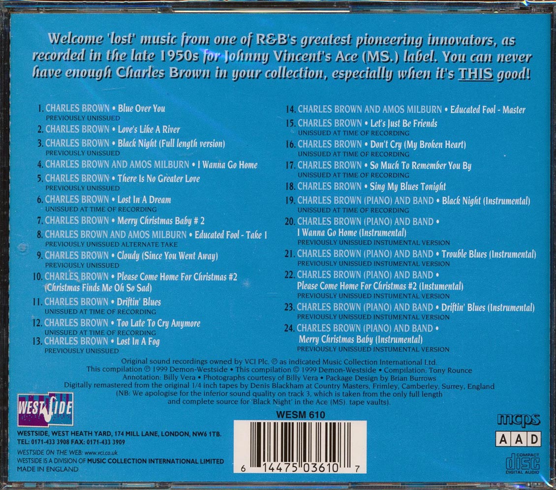 Charles Brown - Blue Over You (24 tracks) Music CD