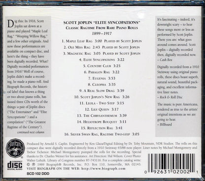 Scott Joplin - Elite Syncopations: Classic Ragtime From Rare Piano Rolls 1899-1917 Music CD