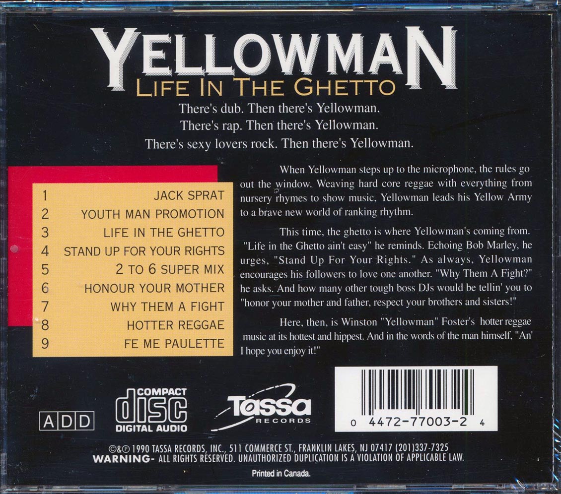 Yellowman - Life In The Ghetto Music CD