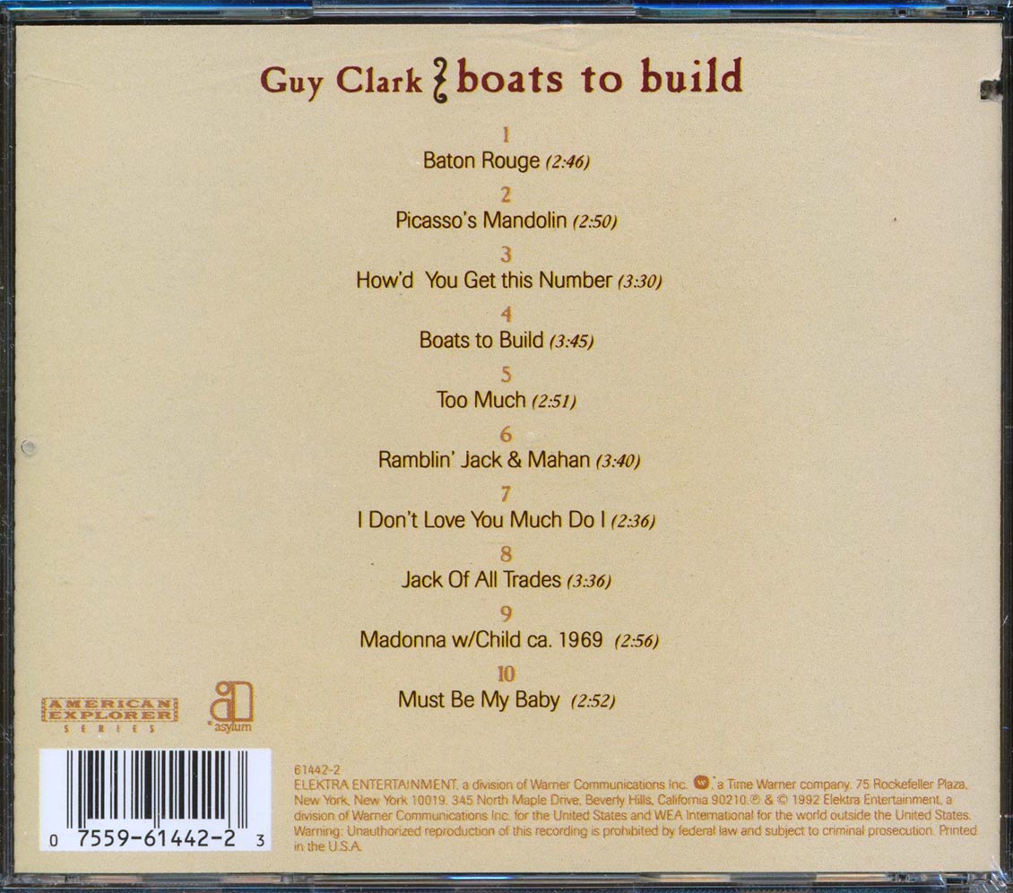 Guy Clark - Boats To Build (marked/ltd stock) Music CD