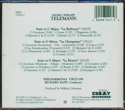 Georg Philipp Telemann - Suites For Orchestra: Philharmoic Virtuoso Richard Kapp, Conductor (22 tracks) Music CD