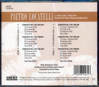 Pietro Locatelli - L' Arte De Violino Vols. 1 & 2 Concertos Nos. 1-6 Conductor Richard Kapp (2xCD) Music CD