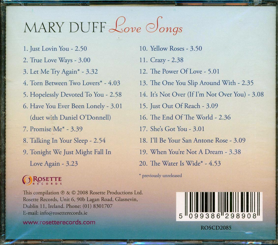 Mary Duff - Love Songs Music CD