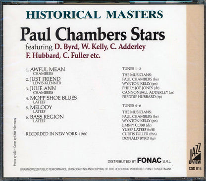 Paul Chambers Stars - Paul Chambers Stars Featuring D. Byrd, W. Kelly, C. Adderley, F. Hubbard, C. Fuller Etc. (numbered ltd.ed.) Music CD