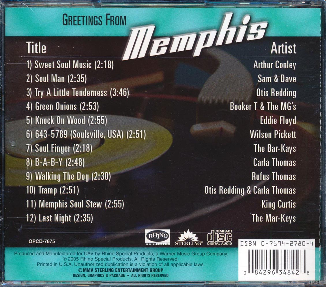 Sam & Dave, Otis Redding, The Mar-Keys, Etc. - Greetings From Memphis: Classic R&B Artists Music CD
