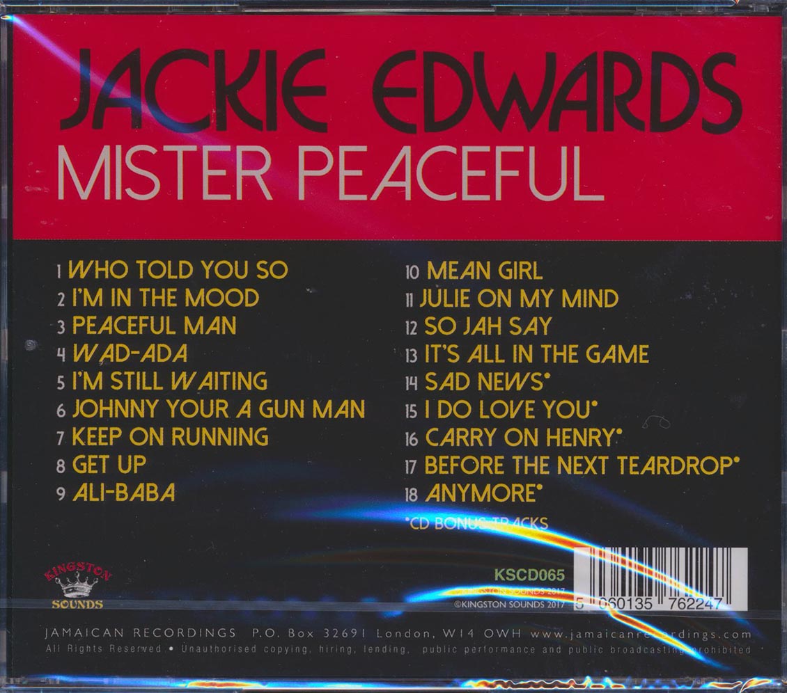 Jackie Edwards - Mister Peaceful Music CD