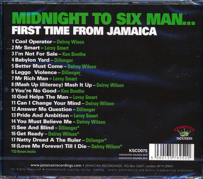 Dillinger, Delroy Wilson, Ken Boothe, Leroy Smart,  Etc. - Midnight To Six Man: First Time From Jamaica Music CD