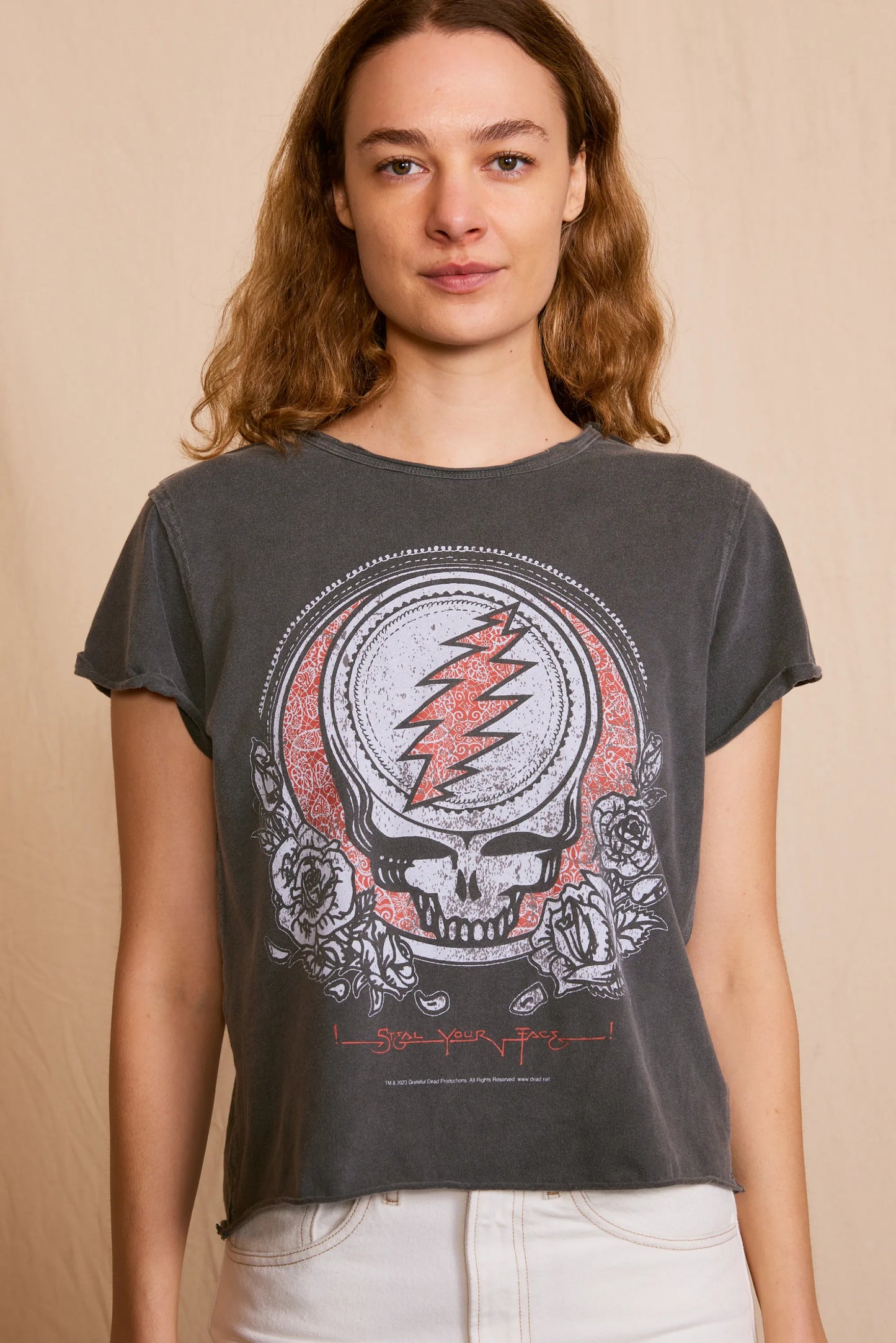 Grateful Dead Steal Your Face Top Womens T Shirt Black