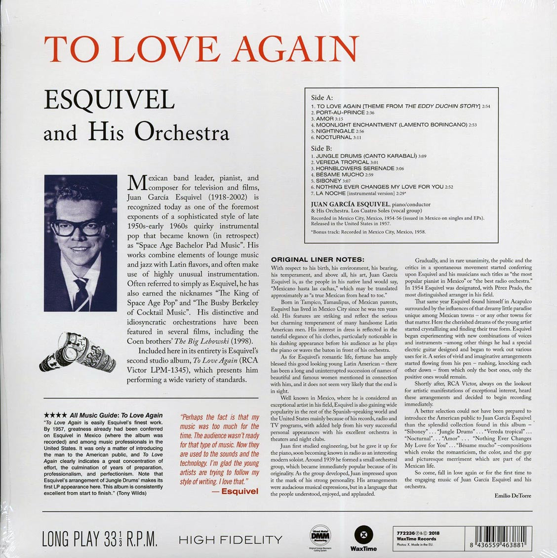 Esquivel & His Orchestra - To Love Again (DMM) (ltd. ed.) (180g) (High-Def VV) (remastered) Vinyl Record