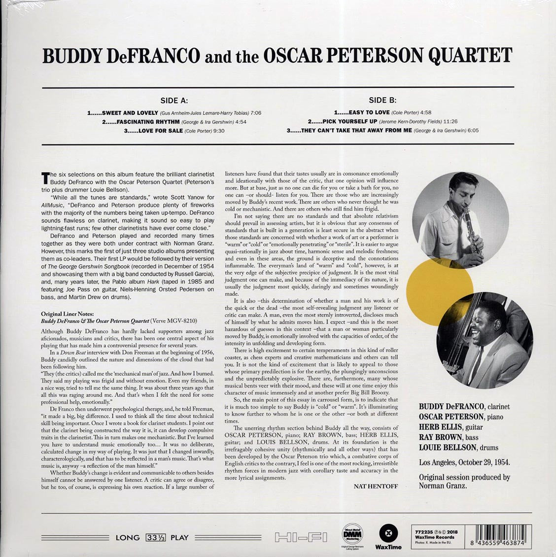 Buddy DeFranco & Oscar Peterson Quartet - Buddy DeFranco & Oscar Peterson Quartet (ltd. ed.) (180g) (remastered) Vinyl Record