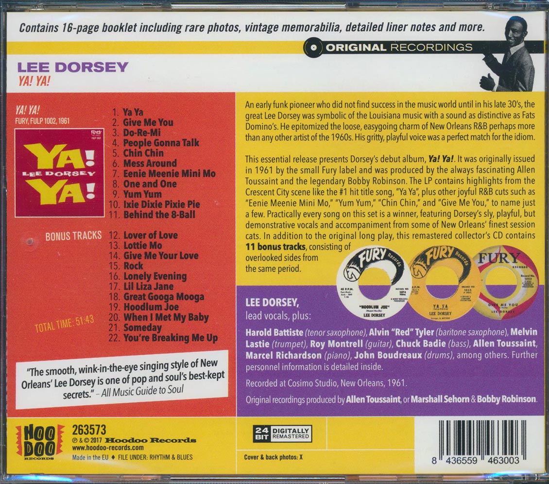 Lee Dorsey - Ya! Ya! (22 tracks) (+11 bonus tracks) (incl. 16-page booklet) (24-bit mastering) (remastered) Music CD