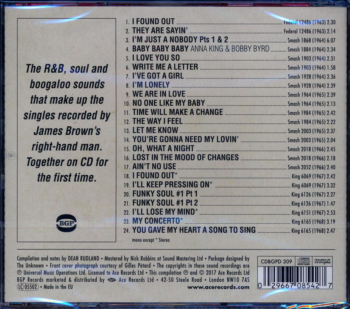 Bobby Byrd - Help For My Brother: The Pre-Funk Singles 1963-68 (24 tracks) (incl. large booklet) Music CD